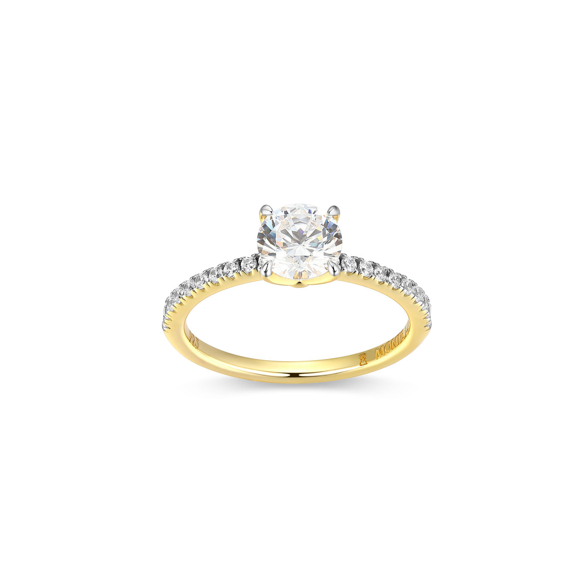 14K YELLOW GOLD AND RHODIUM PLATED STERLING SILVER RING 1.2000CTW LAB GROWN DIAMOND-1-1CT & LAB GROWN DIAMOND-20-1PT(F/C G-H/SI) #7