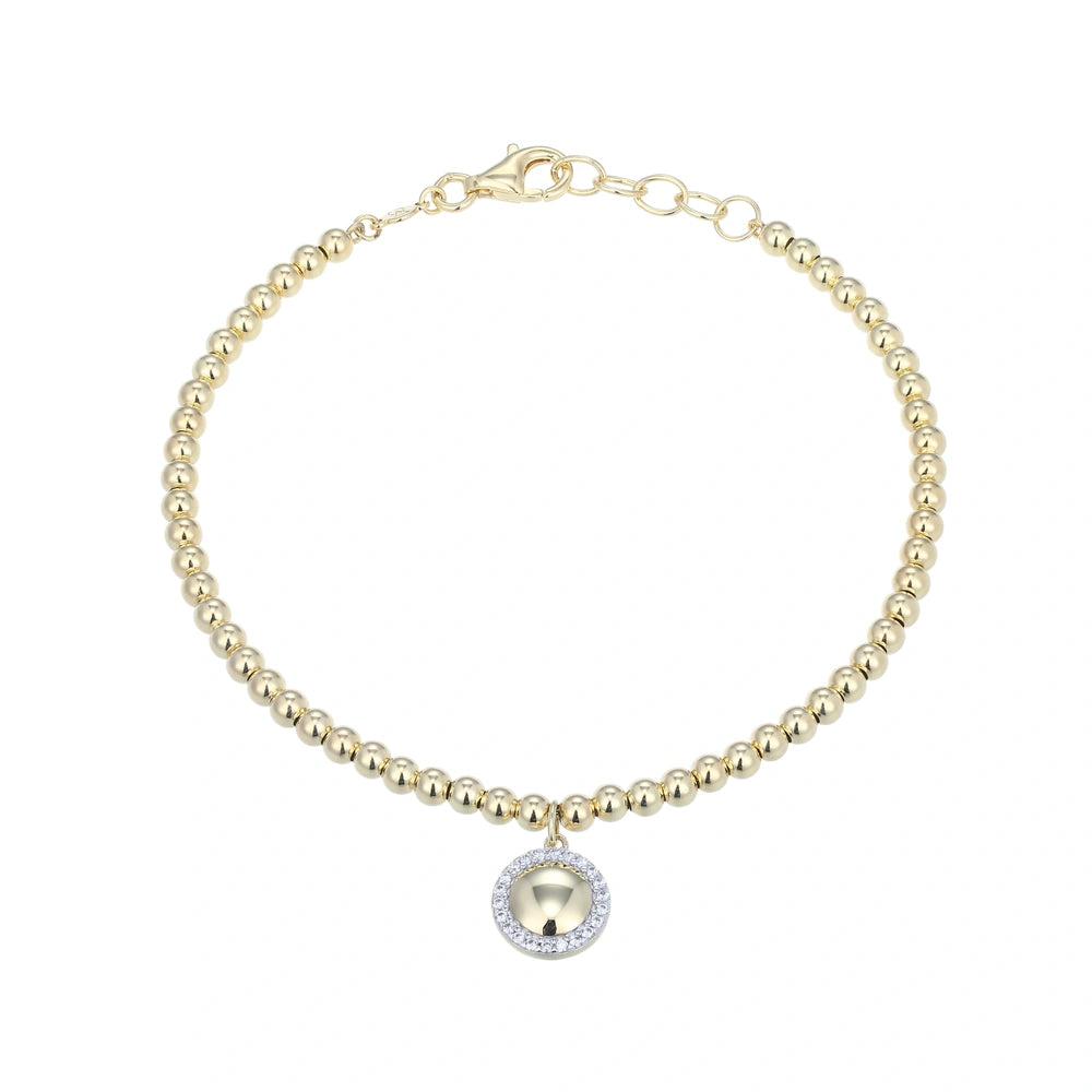 Rondelle Lab-Created Diamond Yellow Gold And Rhodium Plated Earrings