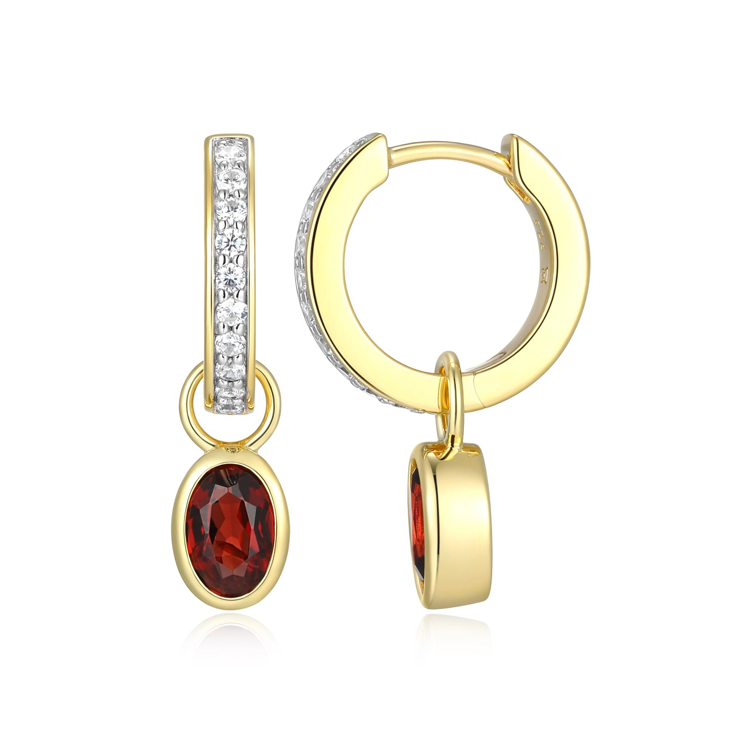 Genuine Garnet & Lab-Created Diamond Mini Paperclip Earrings
