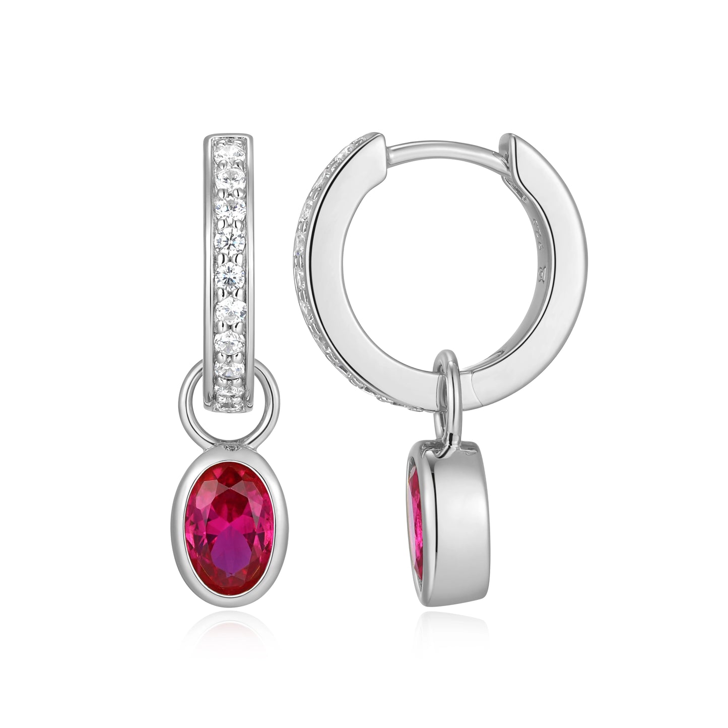 Lab-Created Ruby & Lab-Created Diamond Mini Paperclip Earrings