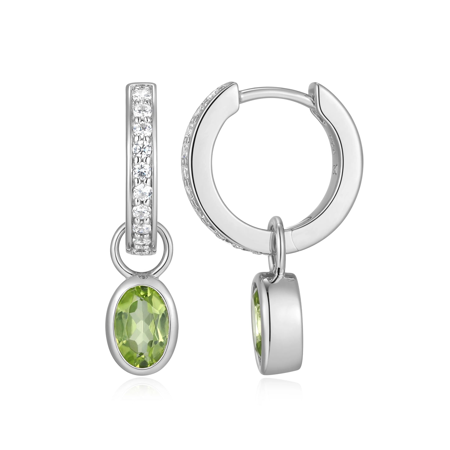 Genuine Peridot & Lab-Created Diamond Mini Paperclip Earrings