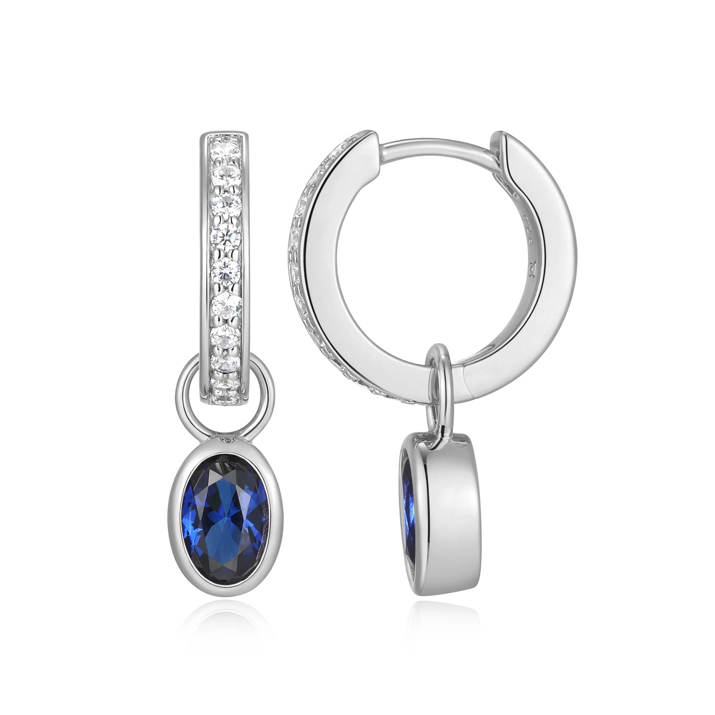 Lab-Created Sapphire & Lab-Created Diamond Mini Paperclip Earrings