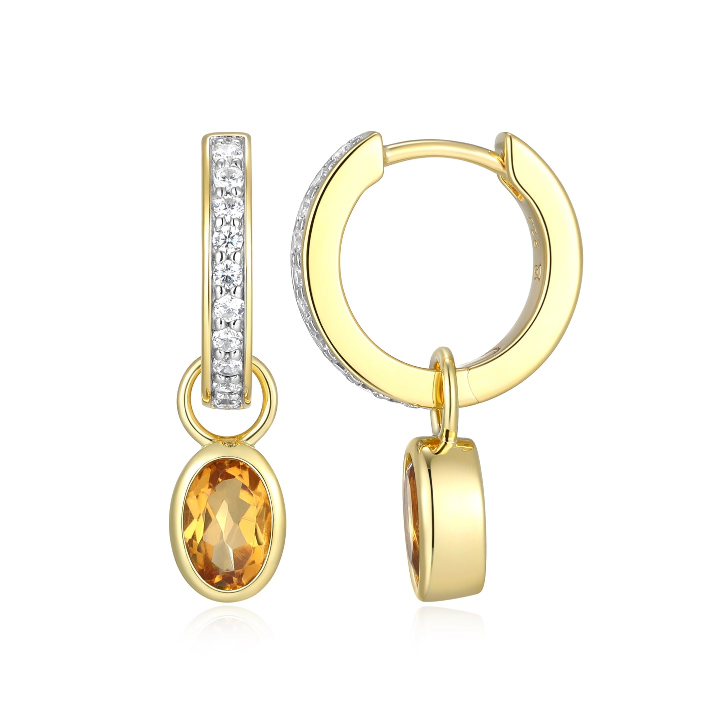 Genuine Citrine & Lab-Created Diamond Mini Paperclip Earrings