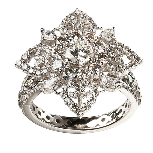 14 Karat White Gold Custom Victorian Inspired Index Ring