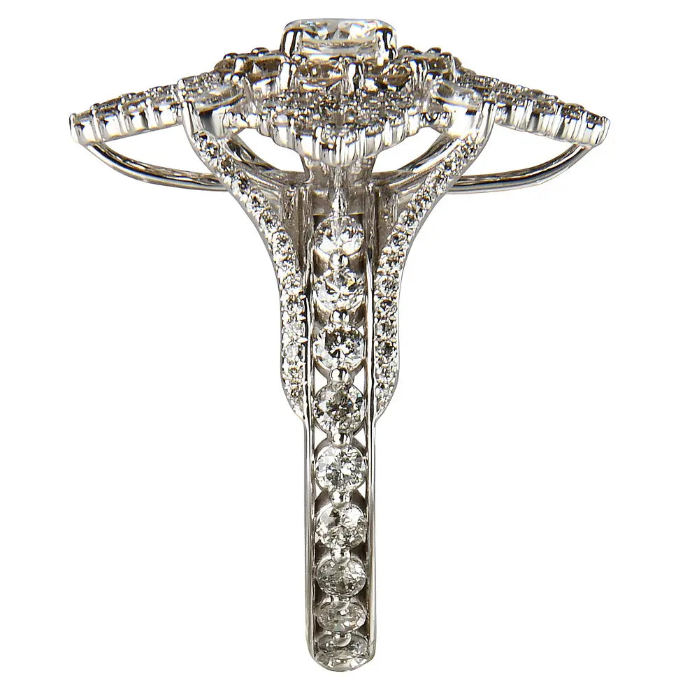 14 Karat White Gold Custom Victorian Inspired Index Ring