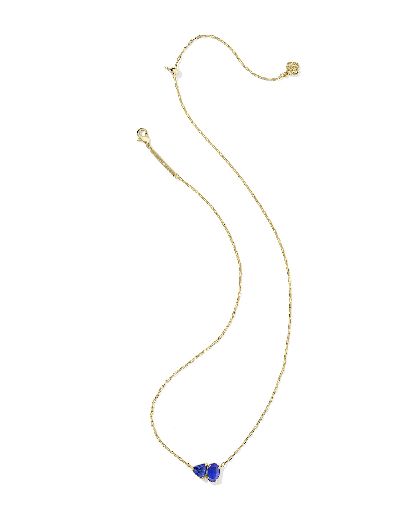 Tatum Short Pendant Necklace Gold Cobalt Mix