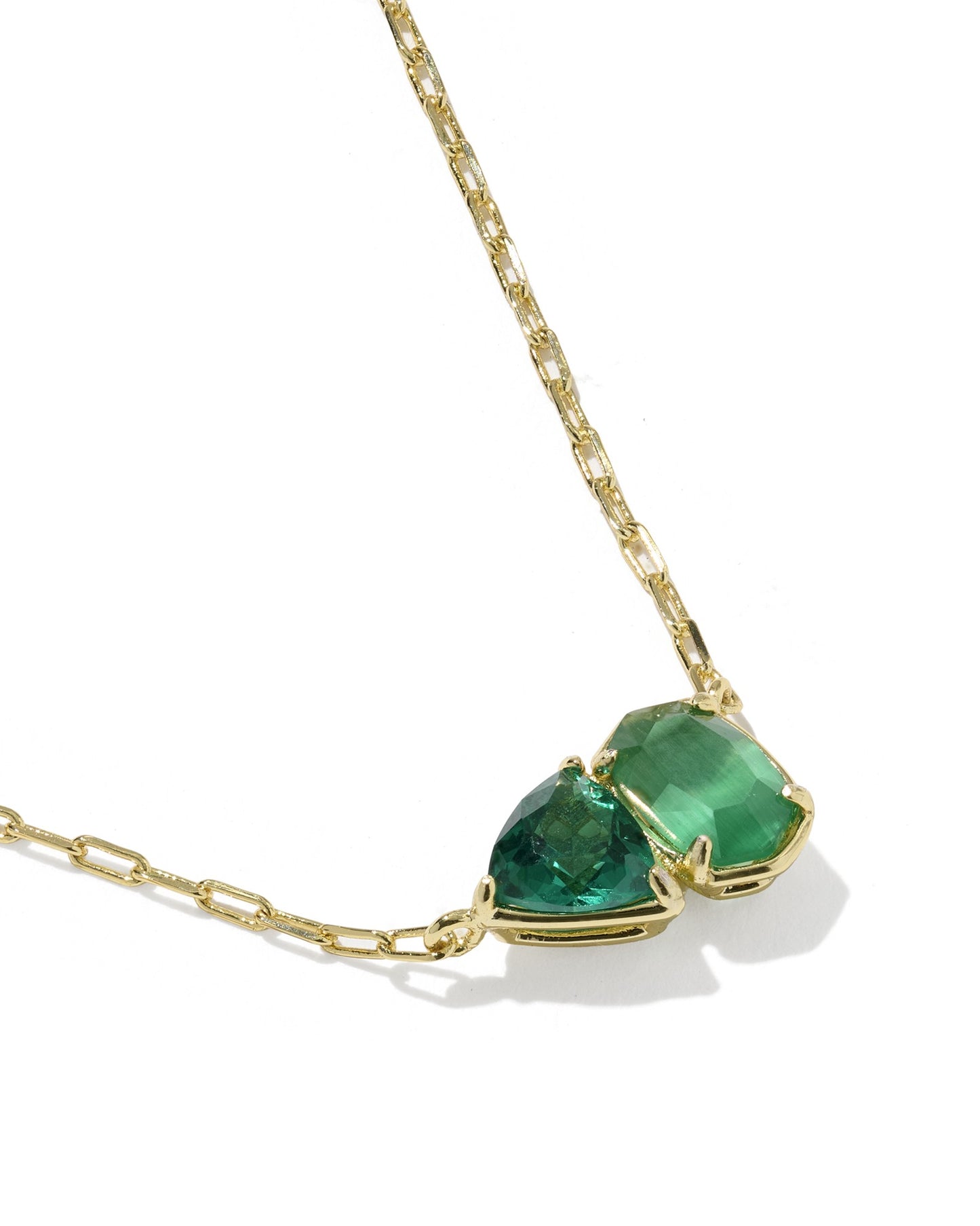 Tatum Short Pendant Necklace Gold Dark Green Mix
