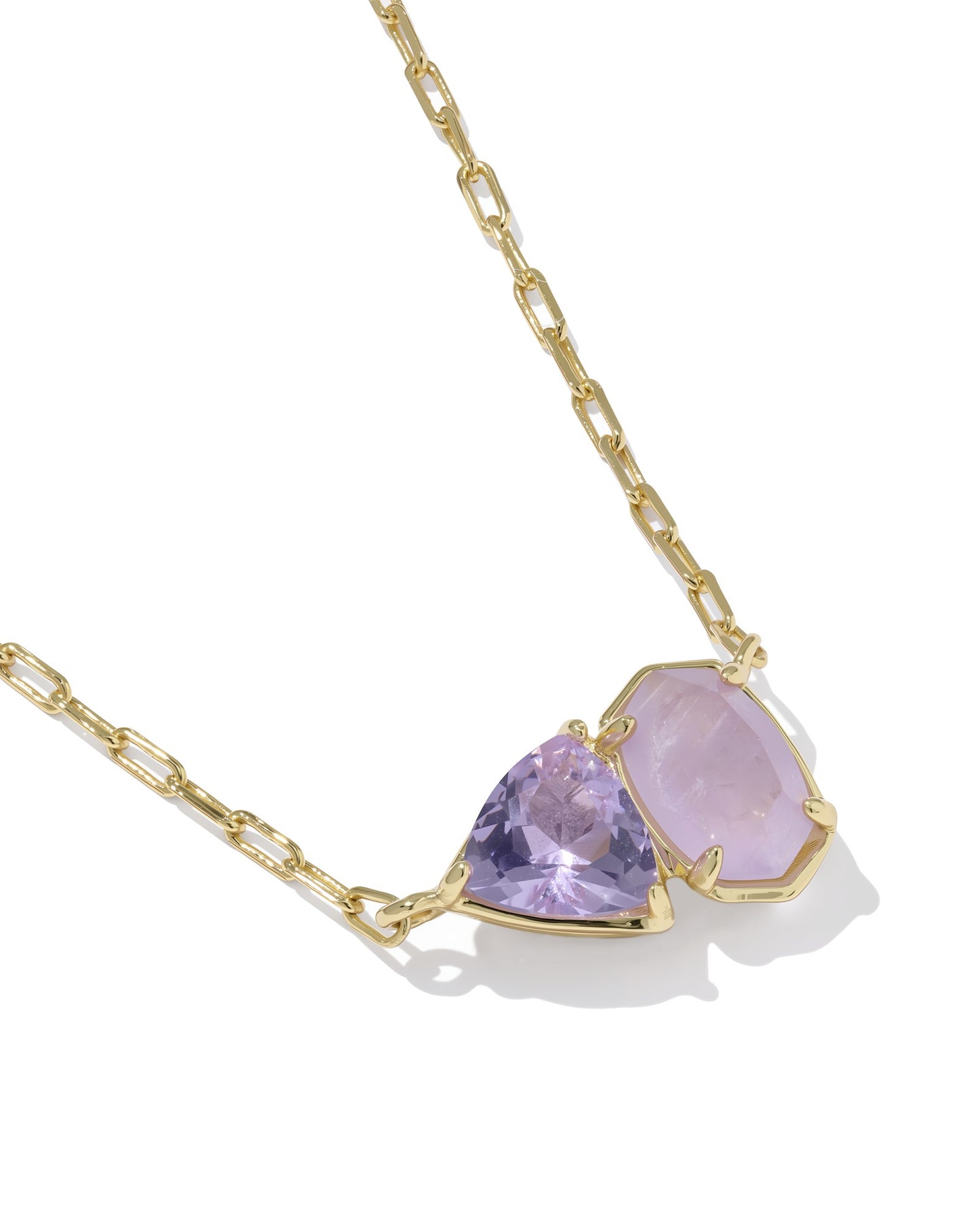 Tatum Short Pendant Necklace Gold Purple Mix