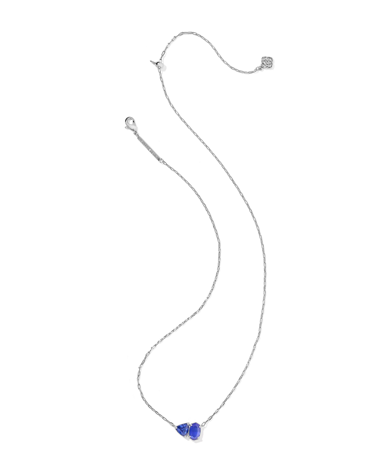 Tatum Short Pendant Necklace Silver Cobalt Mix