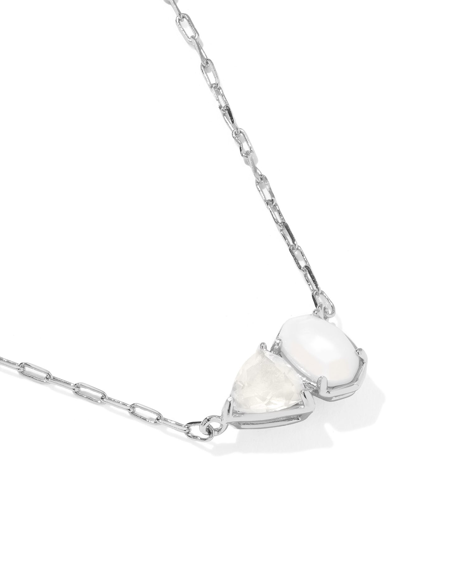 Tatum Short Pendant Necklace Silver Neutral Mix