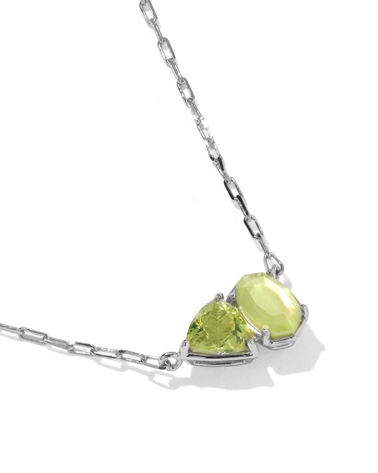 Tatum Short Pendant Necklace Silver Light Green Mix
