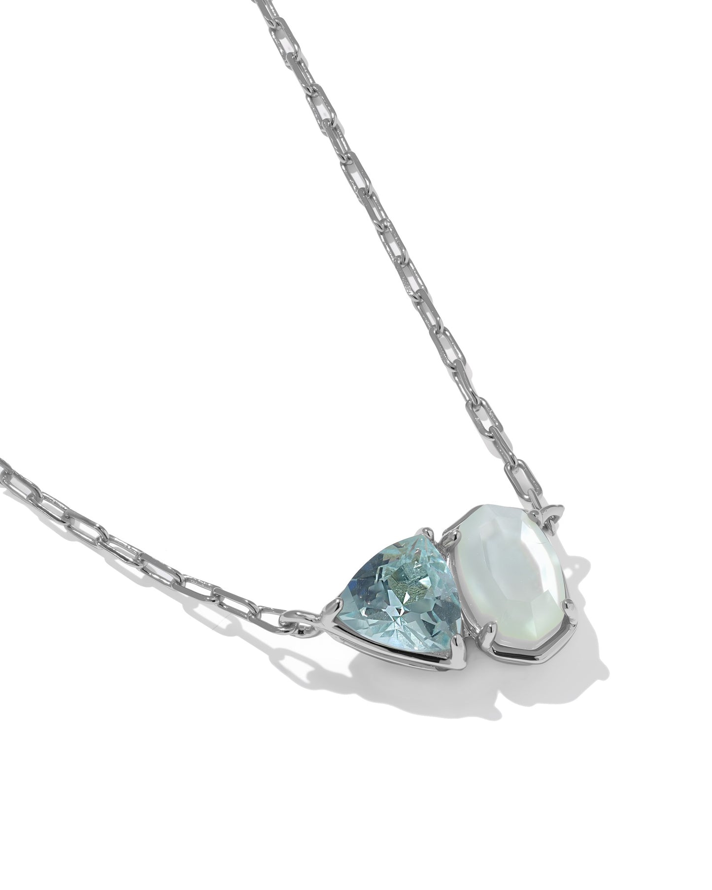 Tatum Short Pendant Necklace Silver Light Blue Mix