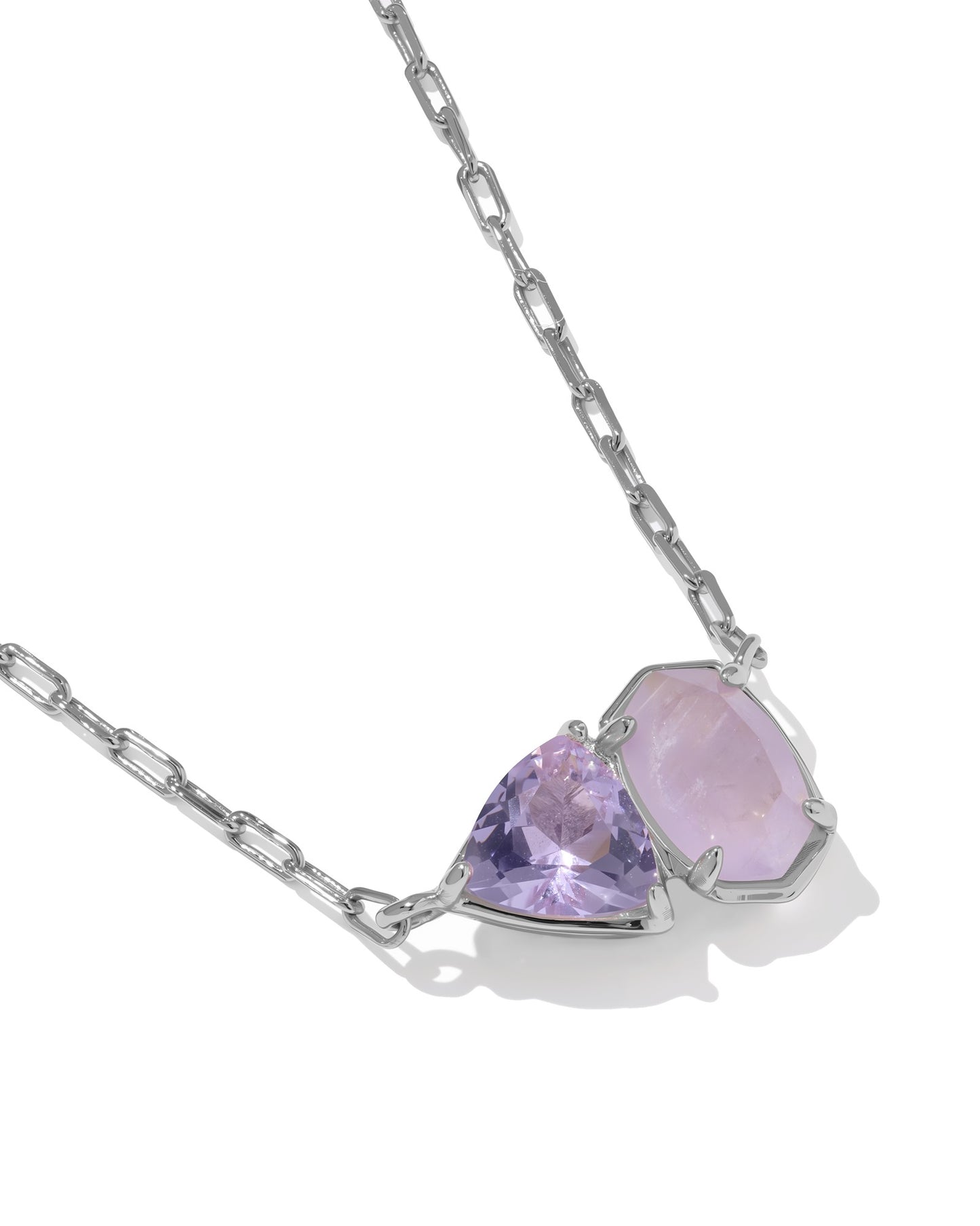 Tatum Short Pendant Necklace Silver Purple Mix