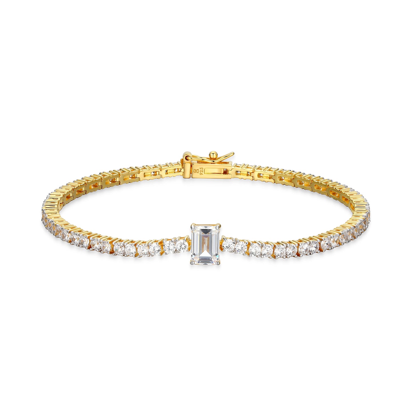 Beaded Lab-Created Diamond Yellow Gold And Rhodium Plated Bracelet