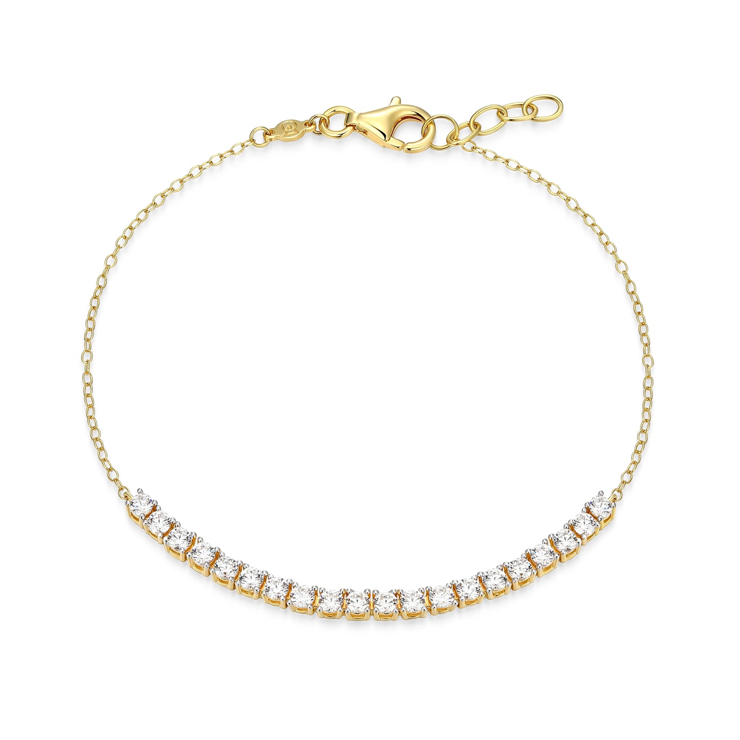 Beaded Lab-Created Diamond Yellow Gold And Rhodium Plated Bracelet