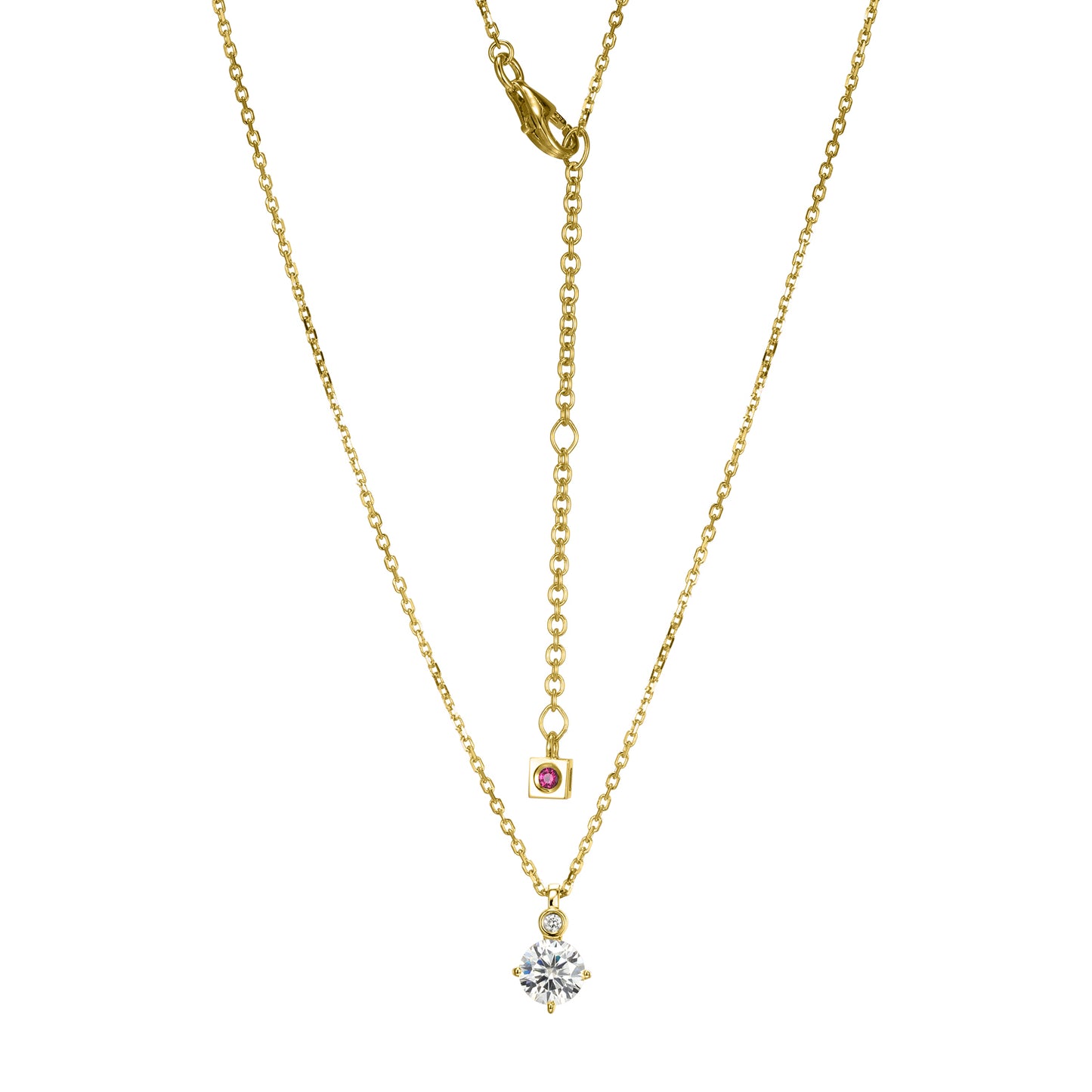 14K Yellow Gold Plated Sterling Silver Necklace Moissanite A - April