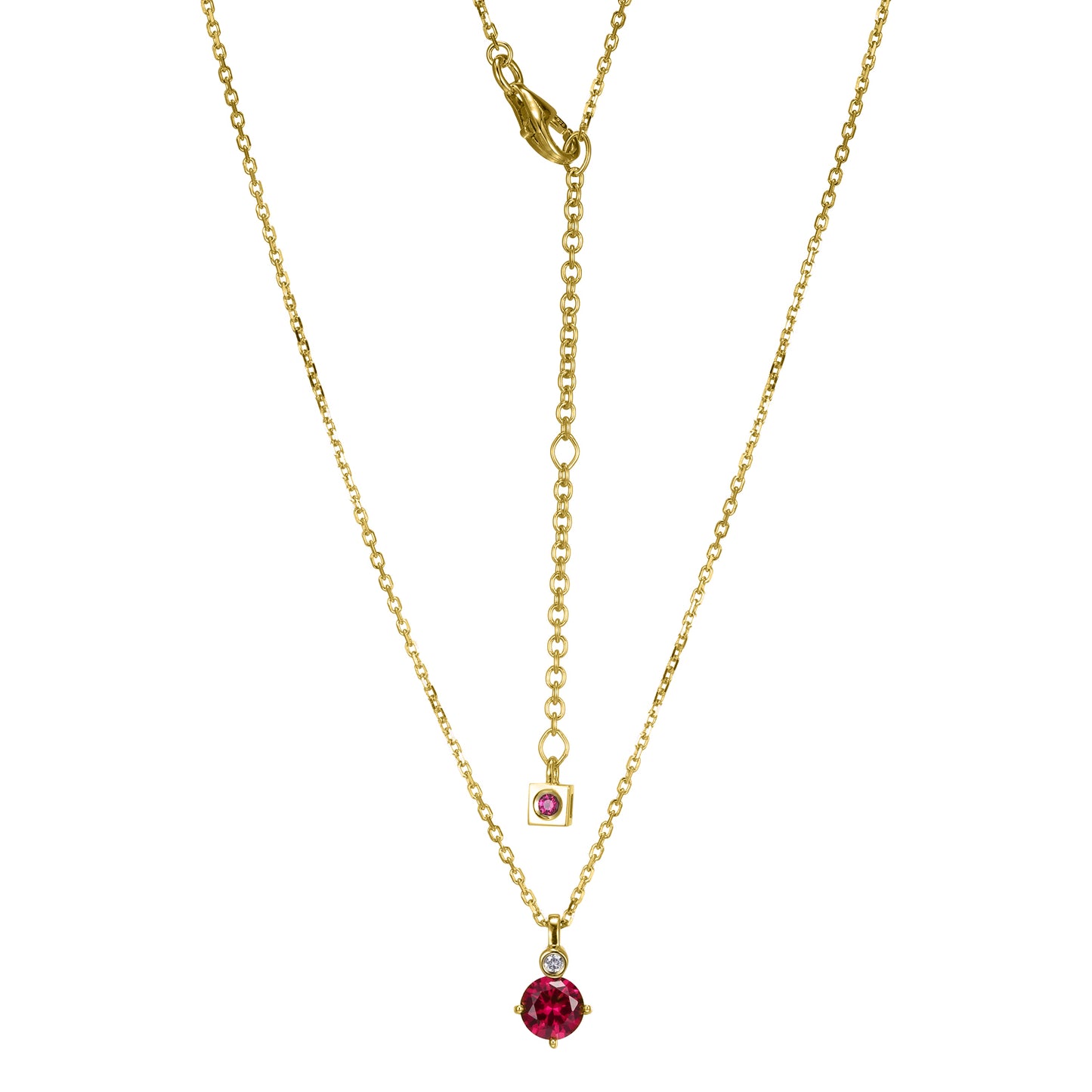 14K Yellow Gold Plated Sterling Silver Necklace Created Ruby - July