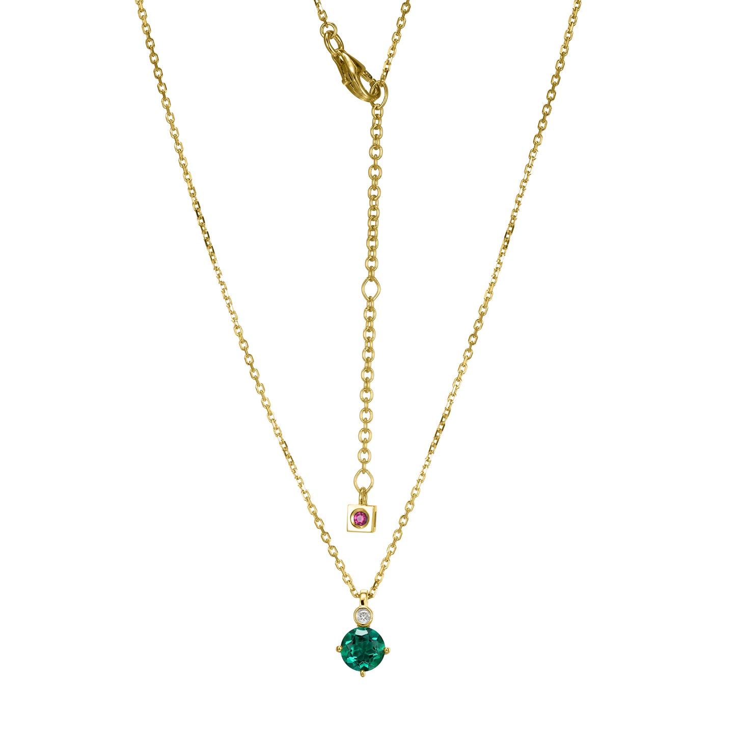 14K Yellow Gold Plated Sterling Silver Necklace Created Emerald B - May
