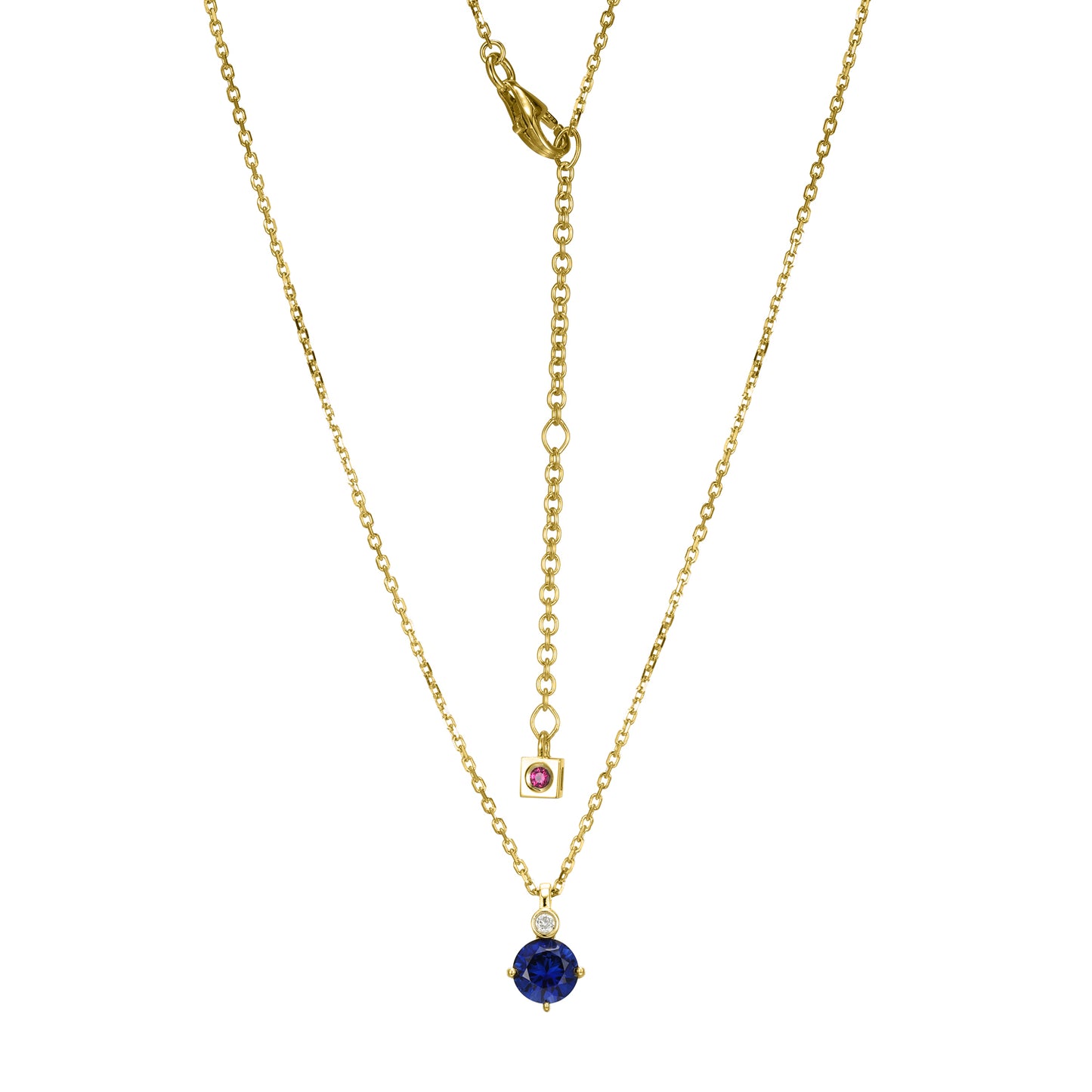 14K Yellow Gold Plated Sterling Silver Necklace Created Sapphire - September