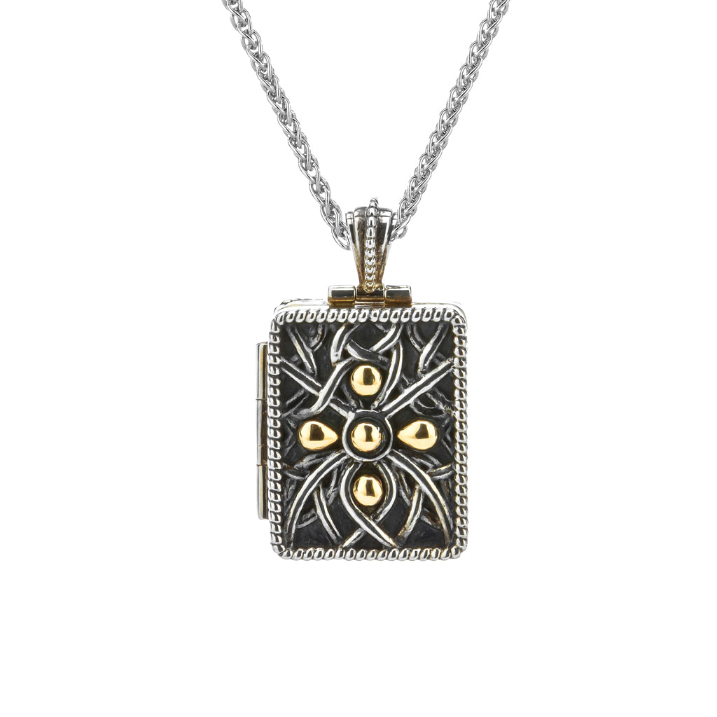 Keith Jack Sterling Silver + 10k + 22k Gilded Unisex Double Frame Oxidized Reversible Locket