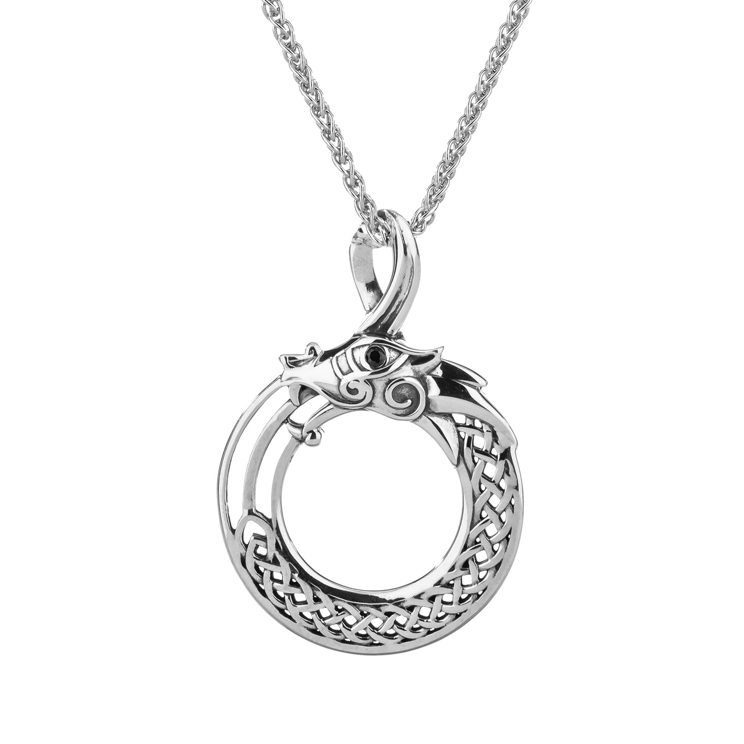 Keith Jack Sterling Silver Oxidized Black CZ Dragon Pendant
