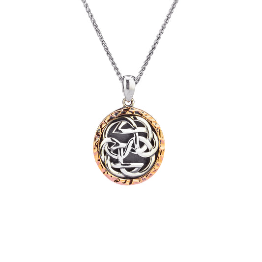 Keith Jack Sterling Silver + 10k Rose Lewis Knot Oxidized Path of Life Pendant
