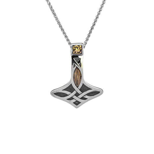Keith Jack Sterling Silver + 10k Thor`s Hammer Pendant Small