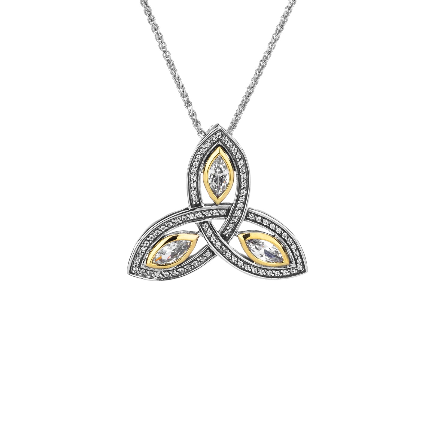 Keith Jack Sterling Silver + 10k Trinity with CZ Pendant