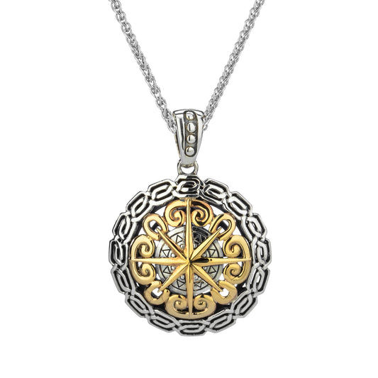 Keith Jack Sterling Silver + 10k Compass Pendant Detailed