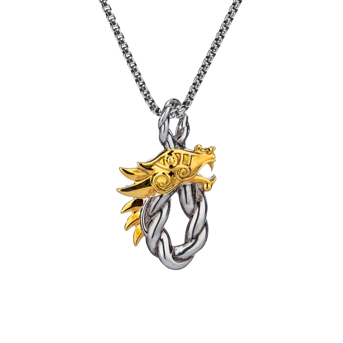 Keith Jack Sterling Silver Oxidized + 10k Oval Head Dragon Pendant