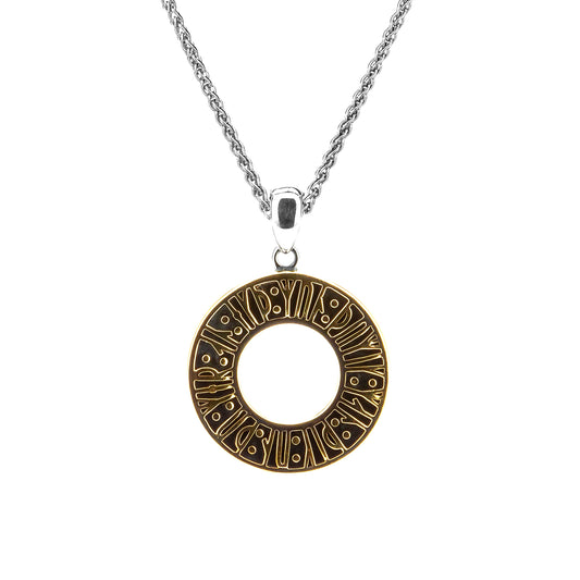 Keith Jack Sterling Silver Oxidized + 10k Oxidized Viking Rune Pendant.."Remember Me, I Remember You, Love Me, I Love You"