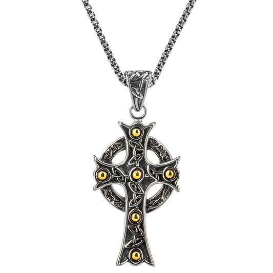 Keith Jack Sterling Silver + 18k Large Ornate Cross Pendant