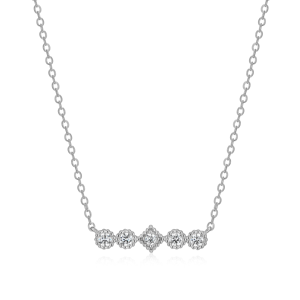 RHODIUM PLATED STERLING SILVER NECKLACE & 0.2250CTW LAB GROWN DIAMOND-4-5PT(F/C G-H/SI) & LAB GROWN DIAMOND-1-2.5PT(F/C G-H/SI) #025 FORZATINA CABLE CHAIN 16" EXT 2"