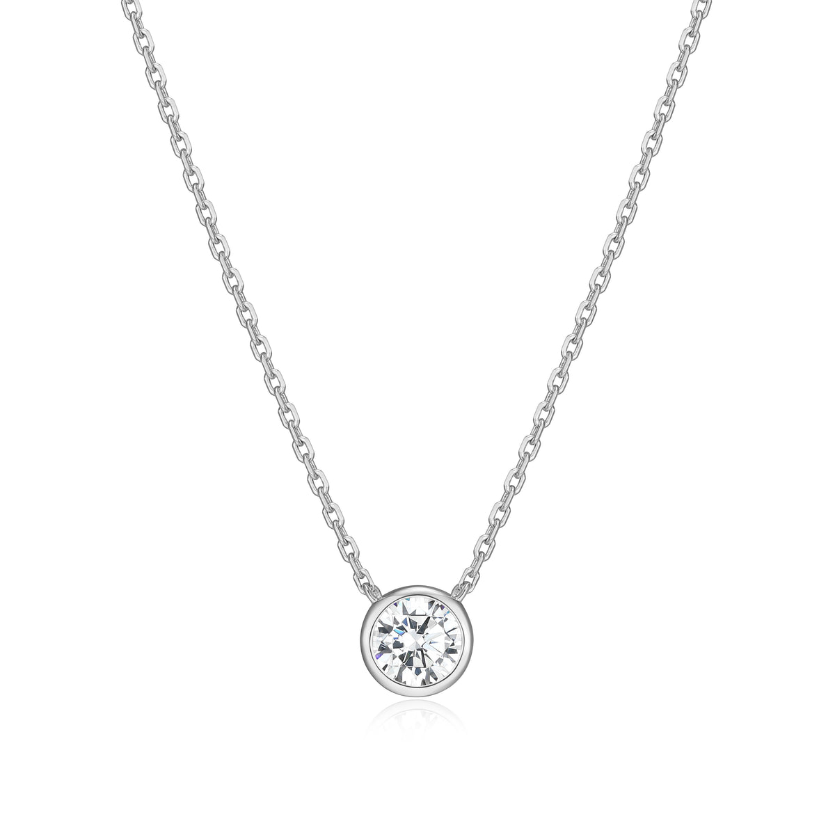 RHODIUM PLATED STERLING SILVER NECKLACE 0.5000CTW LAB GROWN DIAMOND-1-50PT(F/C G-H/SI) 1.0*1.55MM FACETED CROSSED DIAMOND CUT CABLE CHAIN 17" EXT 2"