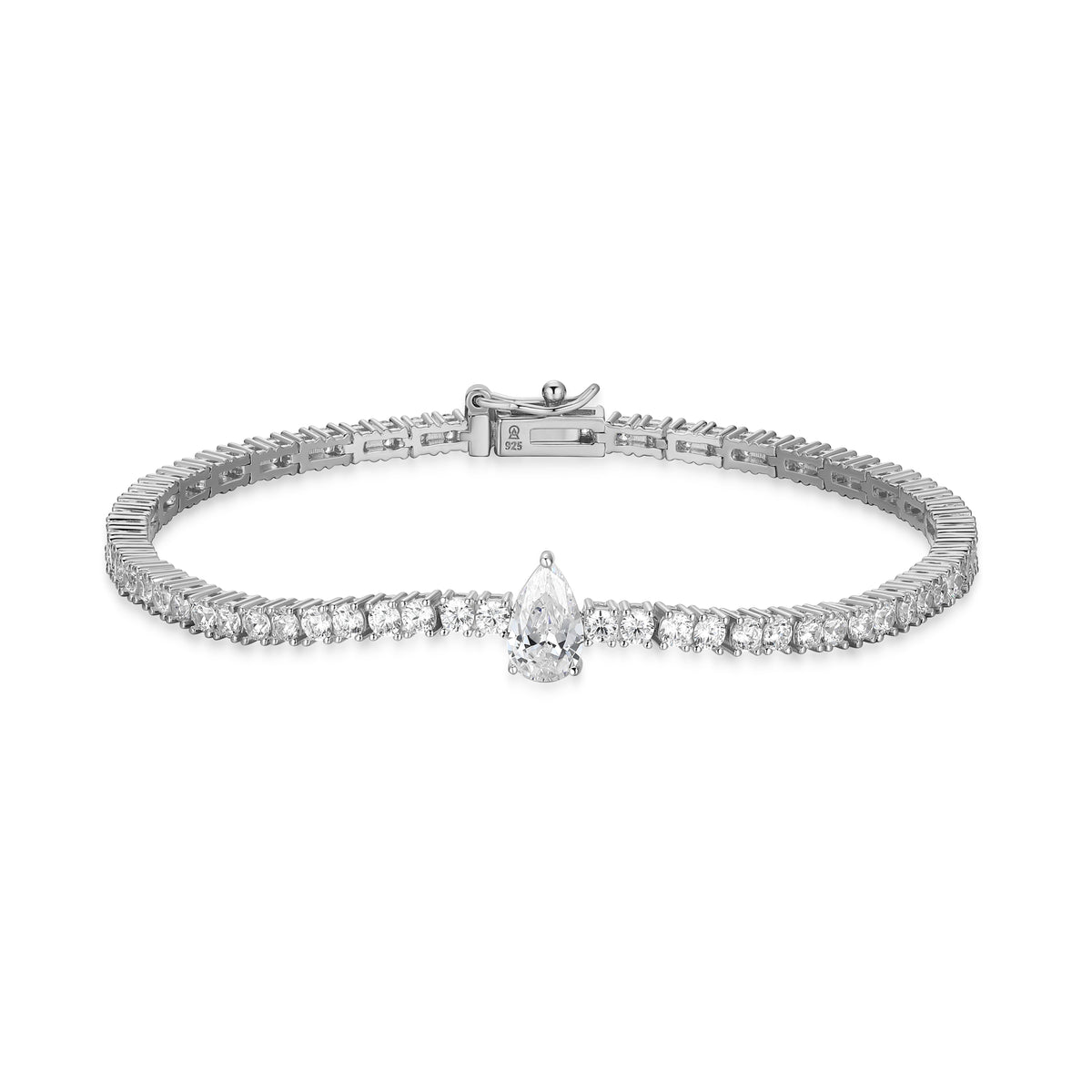 RHODIUM PLATED STERLING SILVER BRACELET 4.0870CTW LAB GROWN DIAMOND-1-PR75PT & LAB GROWN DIAMOND-71-4.7PT(F/C G-H/SI) INGIRTH 6.75"