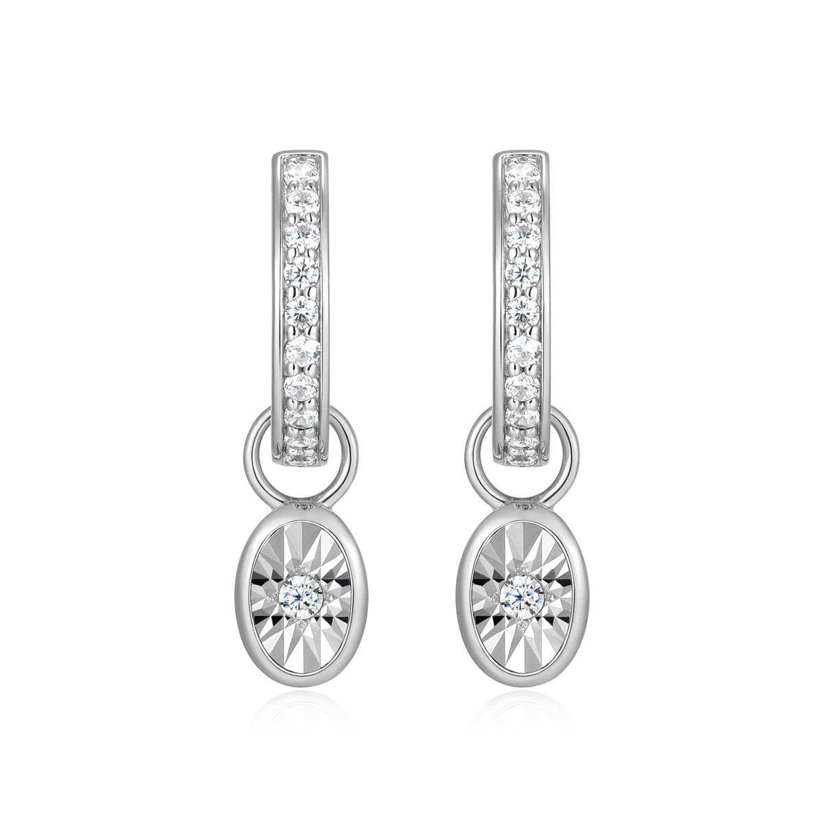 APRIL BIRTHSTONE LAB-CREATED DIAMOND MINI PAPERCLIP EARRINGS IN RHODIUM-PLATED STERLING SILVER