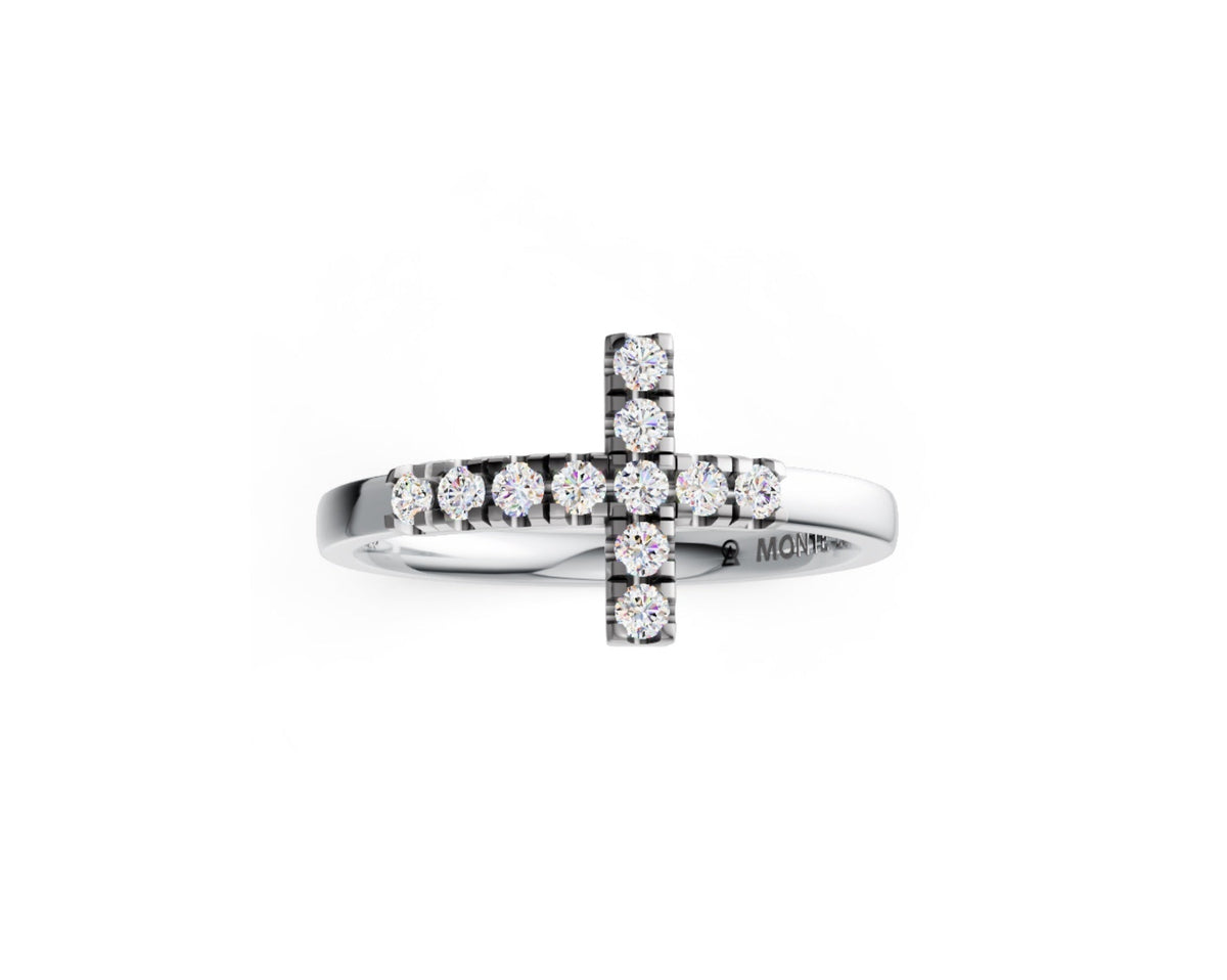 RHODIUM PLATED STERLING SILVER RING 0.2530CTW LAB GROWN DIAMOND-11-2.3PT(F/C G-H/SI) SIZE 5