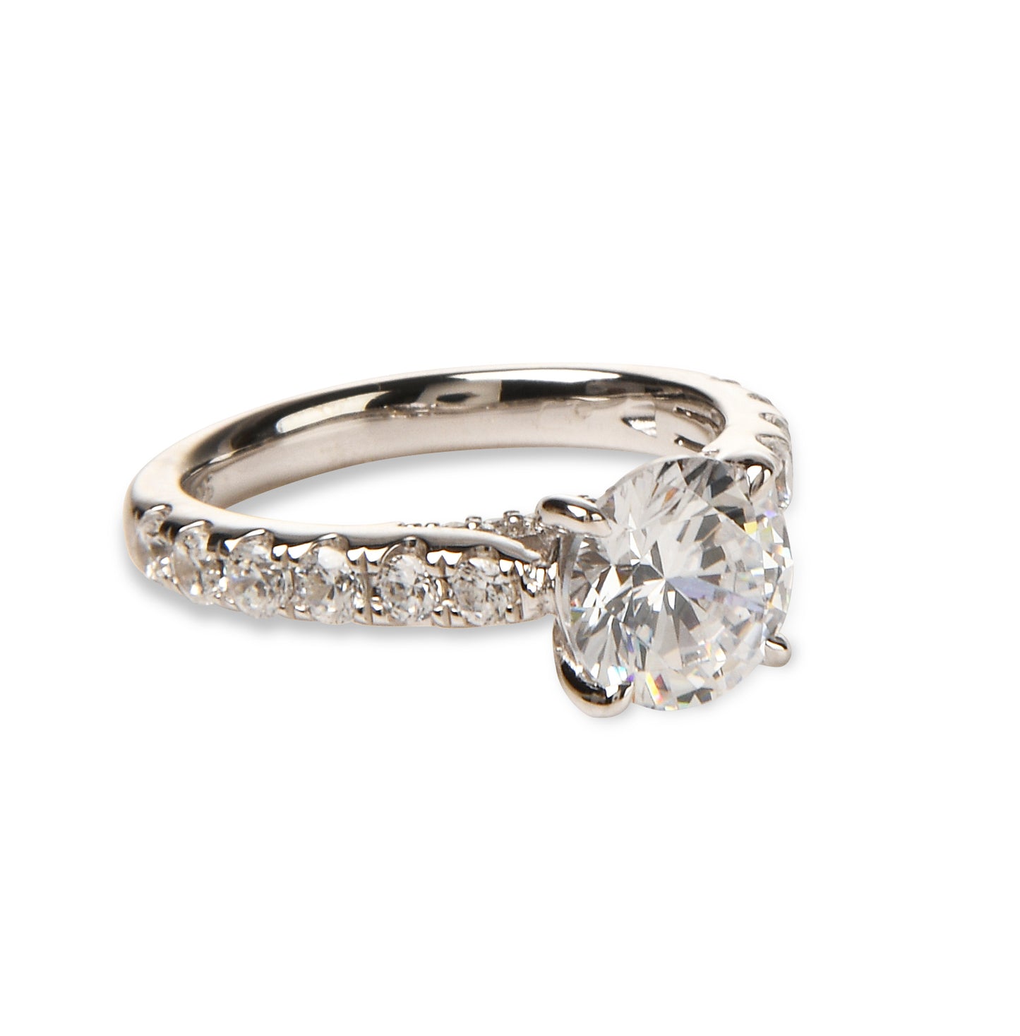 Round Cathedral Pavé Engagement Ring