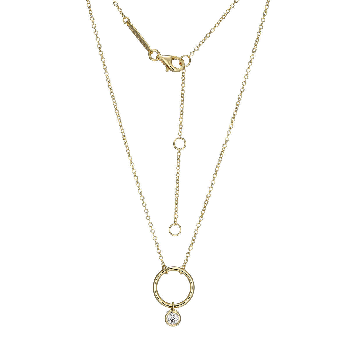 STERLING SILVER YELLOW GOLD PLATED NECKLACE & 0.2100CTW LAB GROWN DIAMOND-1-21PT(F/C G-H/SI) #025 FORZATINA CABLE CHAIN 16" EXT 2"