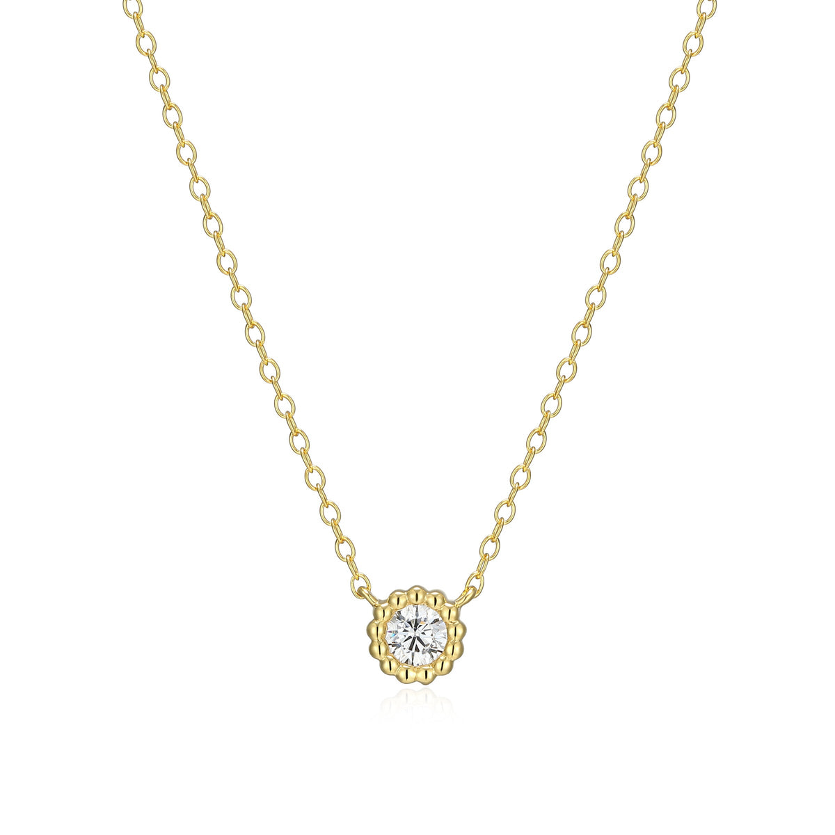 14K YELLOW GOLD PLATED STERLING SILVER NECKLACE & 0.2000CTW LAB GROWN DIAMOND-1-20PT(F/C G-H/SI) #025 FORZATINA CABLE CHAIN 16" EXT 2"