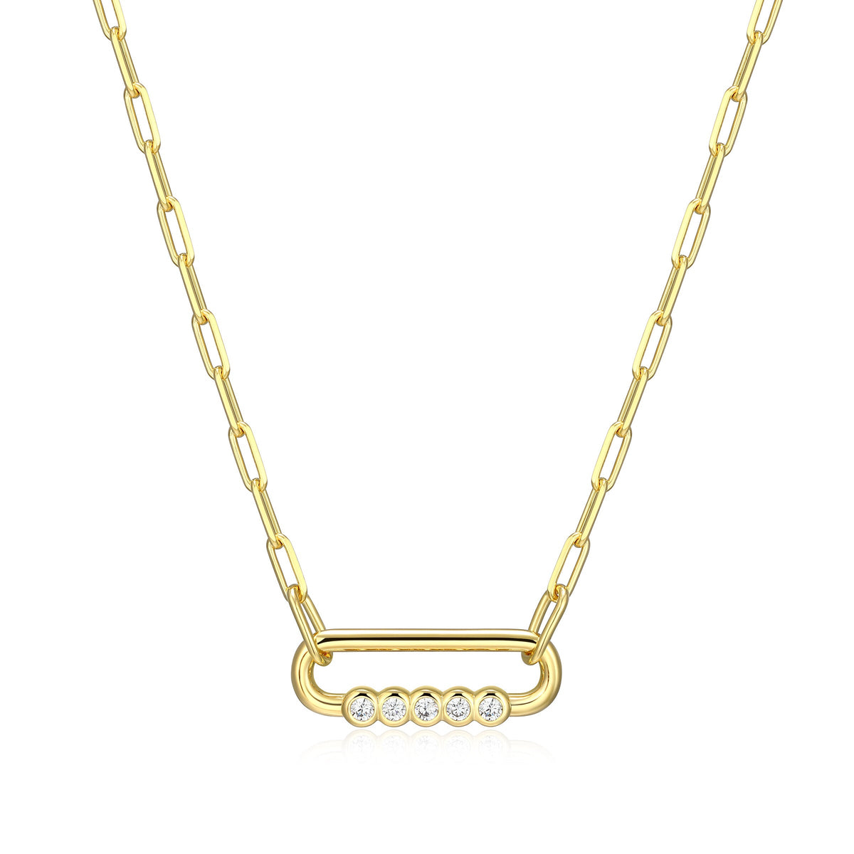 14K YELLOW GOLD PLATED STERLING SILVER NECKLACE & 0.1000CTW LAB GROWN DIAMOND-5-2PT(F/C G-H/SI) 2*5.6MM FACETED CROSSED DIAMOND CUT CABLE CHAIN 16" EXT 2"