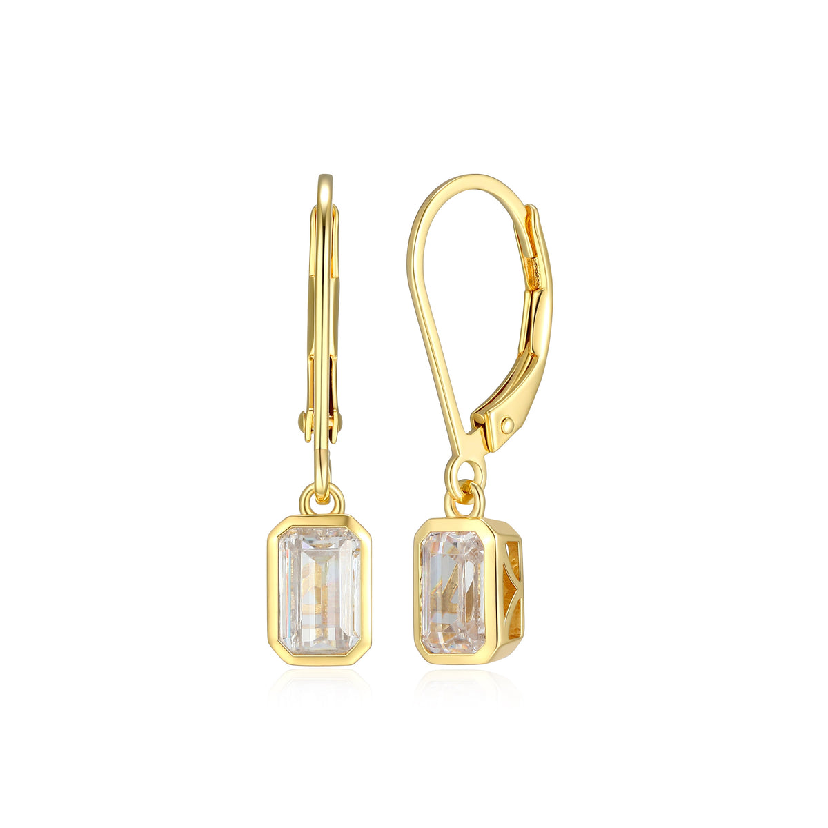 14K YELLOW GOLD PLATED STERLING SILVER EARRINGS & 1.3200CTW LAB GROWN DIAMOND-2-EM66PT(F/C G-H/SI)