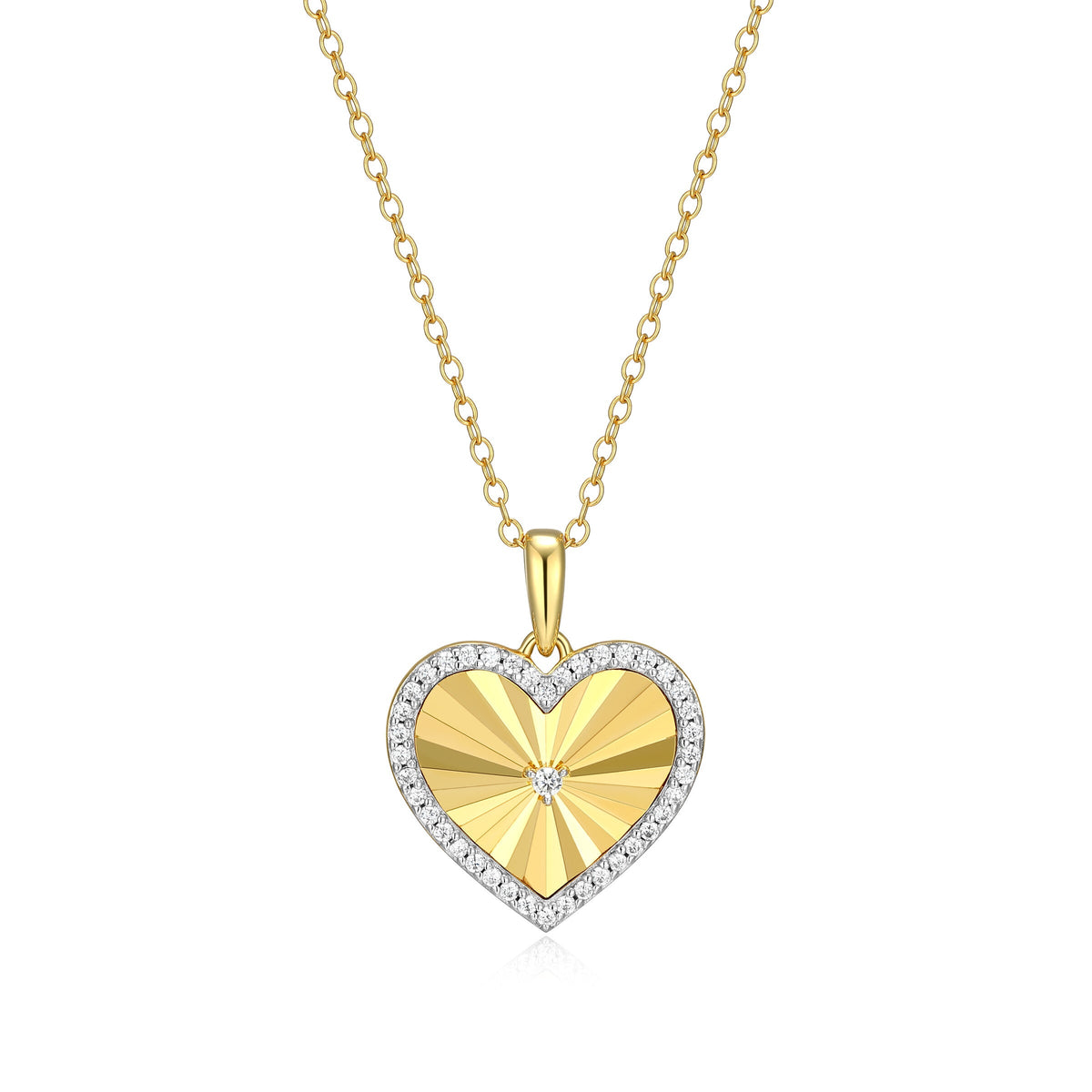 14K YELLOW GOLD AND RHODIUM PLATED STERLING SILVER PENDANT NECKLACE 0.2140CTW LAB GROWN DIAMOND-1-1.4PT(F/C G-H/SI) & LAB GROWN DIAMOND-36(S/C G-H/SI) & LAB GROWN DIAMOND-4(S/C G-H/SI) DIAMOND CUT #025 FORZATINA CABLE CHAIN 16" EXT 2"