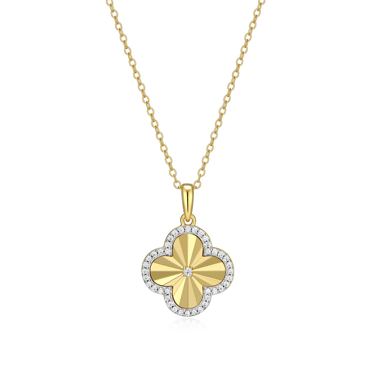 14K YELLOW GOLD AND RHODIUM PLATED STERLING SILVER PENDANT NECKLACE 0.2130CTW LAB GROWN DIAMOND-1-1.3PT(F/C G-H/SI) & LAB GROWN DIAMOND-36(S/C G-H/SI) & LAB GROWN DIAMOND-4(S/C G-H/SI) DIAMOND CUT #025 FORZATINA CABLE CHAIN 16" EXT 2"