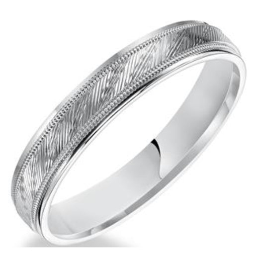 Frederick Goldman Flat Round Edge Carved Wedding Band