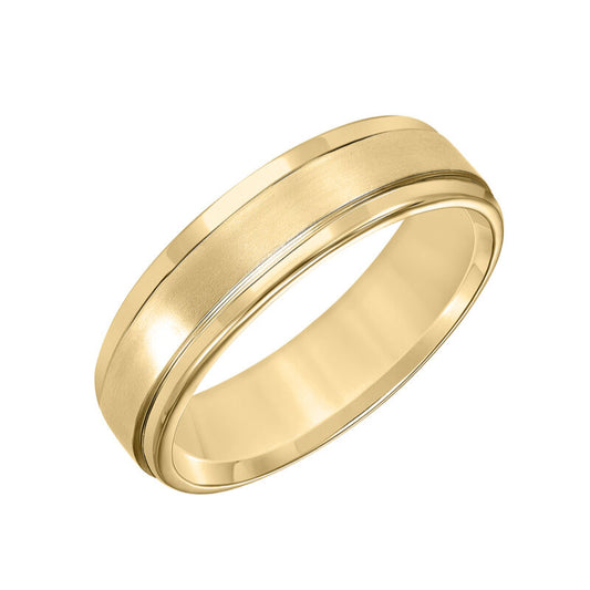 Frederick Goldman Featuring a stunning brushed finish and handsome round edges, this Comfort Fit wedding band fuses classic style with luxurious details