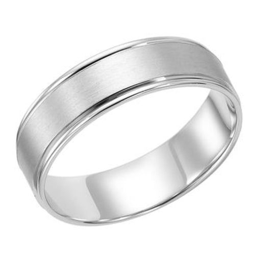 Frederick Goldman Flat Round Edge Carved Wedding Band