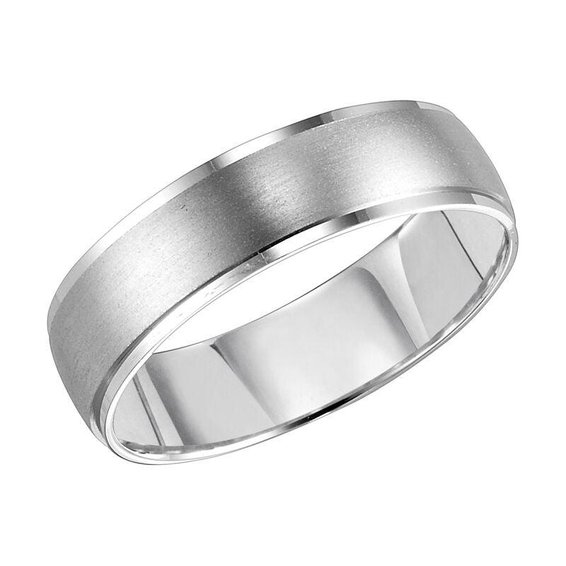 Frederick Goldman Men's wedding band with satin finish and flat edges with low dome profile