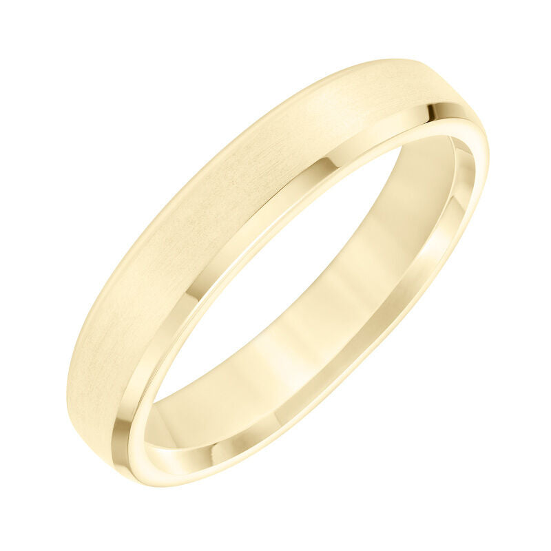 Frederick Goldman Mens Wedding Band with Brush Finish and Polished Bevel Edge