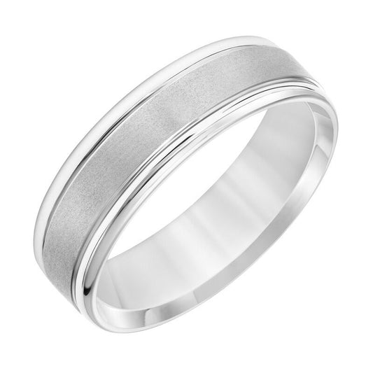 Frederick Goldman Mens Comfort Fit Wedding Band with Brush Finish and Polished Round Edge